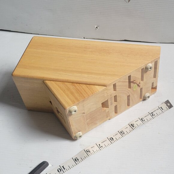 J.A. Henkles International 11-Slot Wooden Knife Block Light Natural Tan Beige - Picture 3 of 4